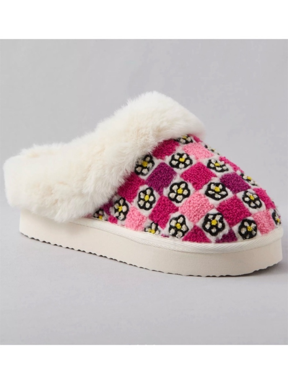 Sam & Olivia Checkered Floral Ladies Slippers